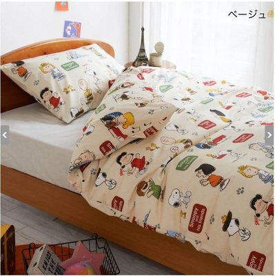 鼎飛臻坊 PEANUTS SNOOPY 史努比 100%純棉 單人床 被單套 枕頭套 日本製 日本正版