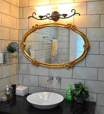 歐式美式復古古典浴室鏡裝飾鏡衛生間鏡子浴鏡壁掛化妝鏡異形鏡框-雙喜生活館