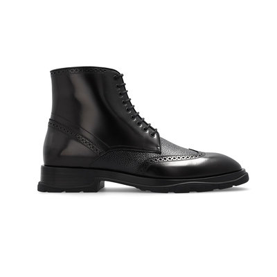 [全新真品代購-F/W23 SALE!] Alexander McQueen 粒面皮革拼接 短靴 / 靴子