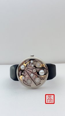 『昱閣』BVLGARI寶格麗18K白金地中海伊甸園40mm原鑲珍珠鑽石英女錶