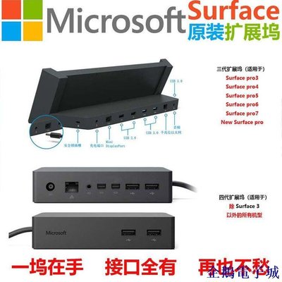 溜溜雜貨檔【】原裝微軟Surface Pro34567平板電腦底座擴展塢轉接千兆網高清口