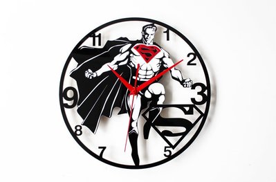 超人掛鐘 SUPERMAN 超級英雄 正義聯盟 黑膠唱片 時鐘影視家飾品牆面創意時尚掛鐘 牆面時鐘錶