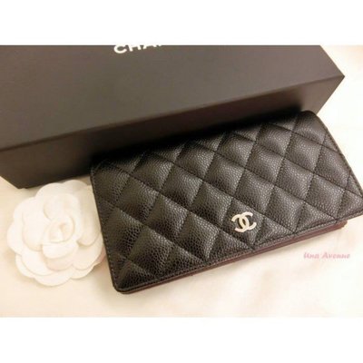 【二手】CHANEL A31509 經典格紋復古雙C LOGO小羊皮扣式長夾