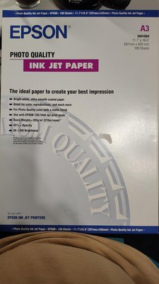 EPSON PHOTO QUALITY INK JET PAPER A3 P/N:S041068 噴墨專用紙 100張
