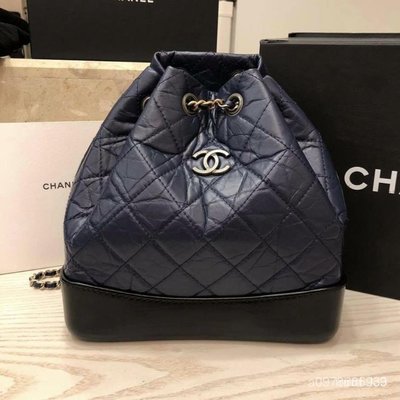【日本二手】Chanel真品 Gabrielle 藍拼黑小款後背包