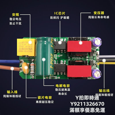 【滿300出貨】電感器led電源驅動器鎮流器通用三色分段平板燈吸頂燈配件恒流變壓器鎮流器
