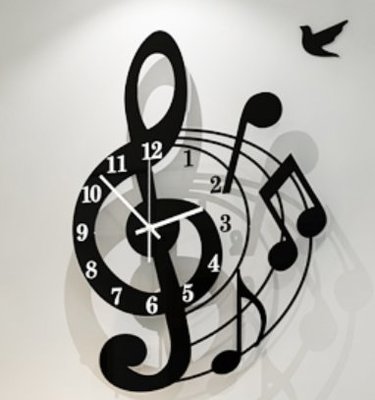 歐美進口 創意音符時鐘 音樂藝術靜音掛鐘 典雅音符造型時鐘牆面藝術歐風掛鐘牆鐘時鐘居家餐廳牆面裝飾鐘