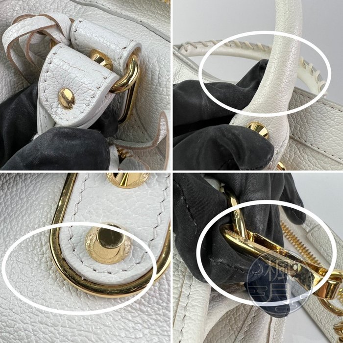 BRAND楓月 BALENCIAGA 巴黎世家 390154 經典款 白色 金釦 機車包 手提包 肩背包