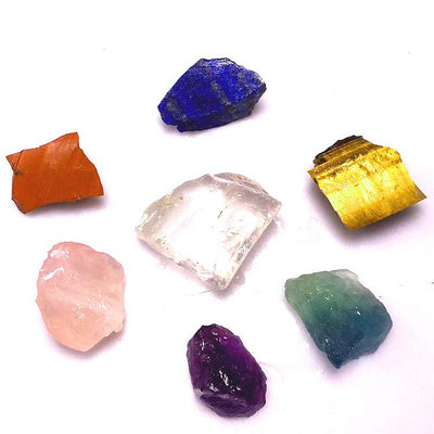 天然水晶半寶石碎石 礦物標本 不規則七彩水晶半寶石擺件