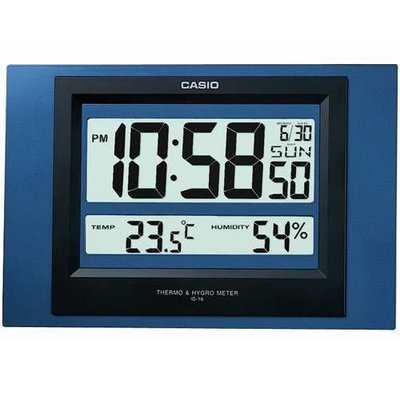 CASIO 掛鐘 超大電子螢幕 溫度濕度感應顯示 ID-16S 藍色 CASIO公司貨 附發票~~ID-16
