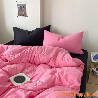 快樂屋Hapyy House韓系新品素色混搭床包四件組 床單 床罩組 被單 枕套 床包四件組 單人床包 雙人床包 加大床包 被套 寢具 ikea床包