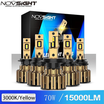 Novsight 最新 F03Y 9005 9006 9012 H11 H7 H4 汽車 LED 大燈 3000K 黃光