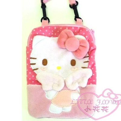 ♥小花花日本精品♥Hello kitty凱蒂貓粉色立體圖案側背小包萬用包手機包小物包-粉色款 00425803