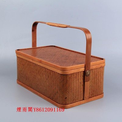 特賣-竹編手提茶箱中式茶具盒整理箱復古風收納籃茶具收納盒箱家用民宿