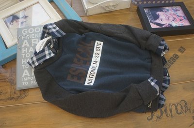 媽咪樂*日本原單假兩件帥氣格子襯衫保暖刷毛T恤80~140cm