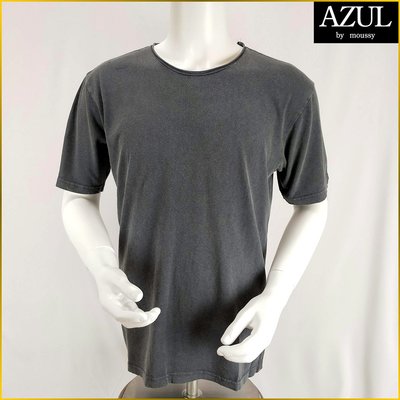 AZUL BY MOUSSY 男 L號 新品 天竺 排汗衫 復古風T恤 鉄灰色 圓領 短袖T恤 175cm O232A