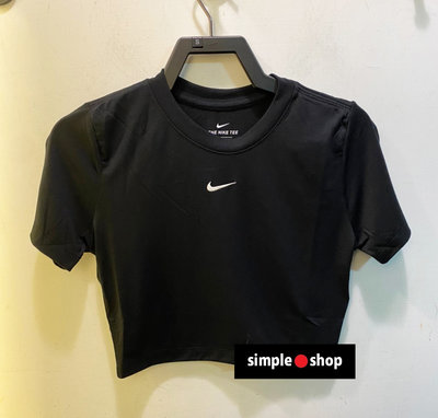 【Simple Shop】NIKE NSW CROP 運動短袖 小勾 彈性布料 刺繡 短版短袖 DD1329-010