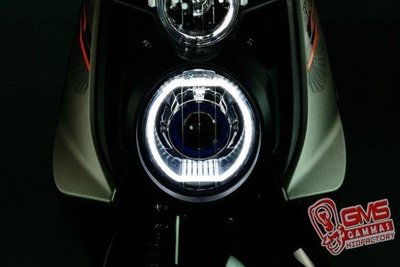 YAMAHA 大B BWS M8 魚眼HID大燈模組改裝 類BMW 導光條 LED光圈 客製化 大燈