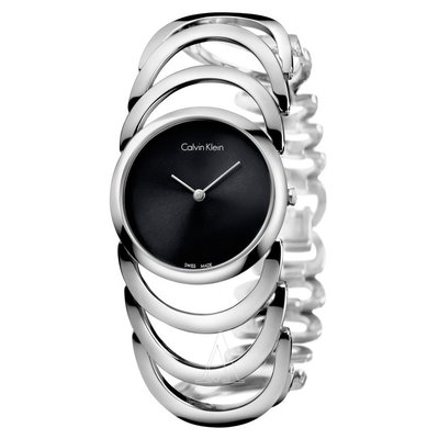 瑞士製 CK Calvin Klein 43折!銀黑都會現代極簡時尚精品手環手錶女錶K4G23121