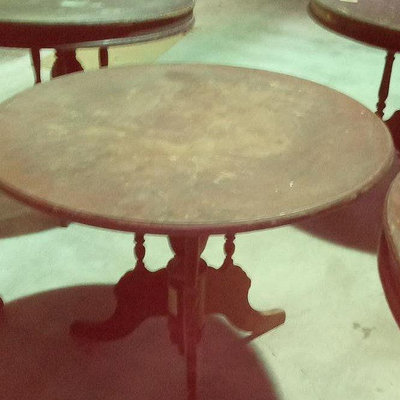 ＊阿柱的店＊懷舊 圓桌 檜木 餐桌 兩塊板 葫蘆腳