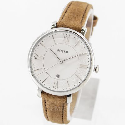 現貨 可自取 FOSSIL ES3708 手錶 36mm 白面盤 咖啡皮錶帶 羅馬數字 日期顯示 女錶