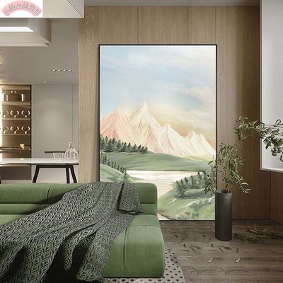 【熱賣精選】北歐風景裝飾畫客廳沙發背景墻掛畫大尺寸落地畫綠色簡約玄關壁畫