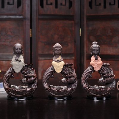 陶瓷Q版小佛像倒流香 釋迦牟尼佛 小如來 觀世音菩薩 觀音 地藏王菩薩 居家裝飾擺件
