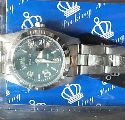 proking 蠔式石英女錶 日本進口石英機蕊 日期顯示 不鏽鋼製 非勞力士 SEIKO浪琴錶 OMEGA 星辰錶 卡西歐
