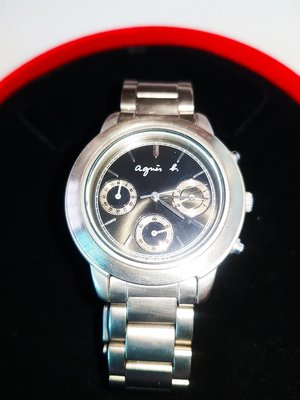 新 Agnes b. 手錶 法國 三眼計時錶 中性錶 腕錶 精品AGNES B鈦 鋼錶$398 1元起標 小b男錶 女錶