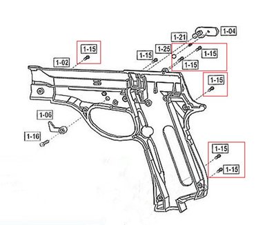 [01] WG 301 貝瑞塔 M84 手槍 CO2槍 零件 編號 1-15 ( 小92獵豹M9 CO2直壓槍BB槍