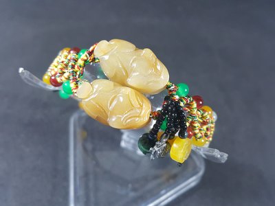 [銀九藝] 黃玉豼貅 中國結手排 手珠 手鍊 (liu 2)