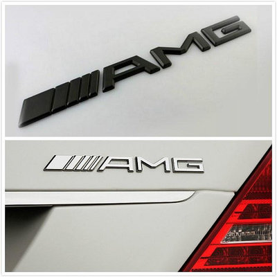 汽車配件 車標貼紙 Mercedes-Benz 黑色銀色賓士AMG車貼車身尾標 車標尾貼C E S CL