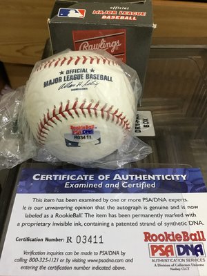 Oscar Tejeda 簽名棒球（MLB專用球）紅襪隊 PSA/DNA認證