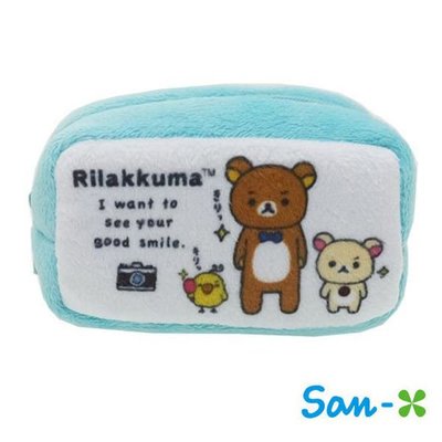 含稅 日本正版 San-X 拉拉熊 水藍款 棉質 長型 收納包 零錢包 懶懶熊 Rilakkuma【430115】