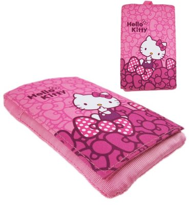 【卡漫迷】 Hello Kitty 保護 收納包 粉 ㊣版 手機袋 相機包 防護袋 外接 隨身 行動硬碟 電源 保護袋