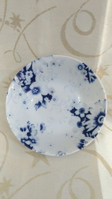 日本製 美濃瓷 立體浮雕 藍色花朵 精緻碗/碟/盤 直徑13.5cm