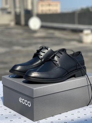 ECCO愛步新款正裝皮鞋男56016系帶 經典商務男皮鞋  黑色38-44