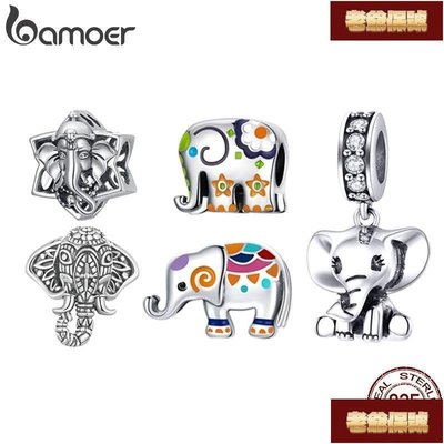 【老爺保號】Bamoer 純銀 925 古董大象串珠和彩色吊墜配飾手鍊 SCC2477