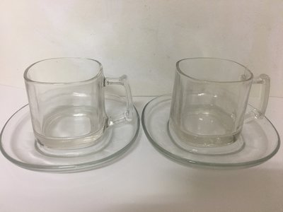 台玻 玻璃杯盤組(2杯2盤)