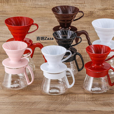 新品日本進口HARIO手沖咖啡過濾杯 V60錐形樹脂滴濾杯分享壺套裝VDS