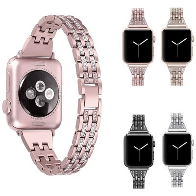 小宇宙 Apple Watch 4 秀氣細閃鑽不鏽鋼金屬錶帶 iWatch 38 42 40 44mm 佩戴舒適替換腕帶