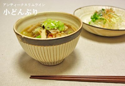 艾苗小屋-日本製益子燒棕色線條丼
