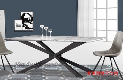 【N D Furniture】台南在地家具-造型黑砂腳人造石面180cm餐桌/6尺餐桌GH
