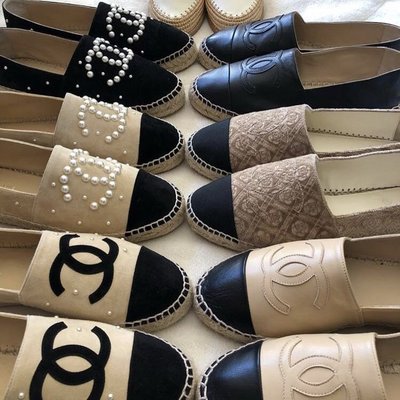 【BLACK A】獨家 Chanel espadrilles 鉛筆鞋漁夫鞋 牛皮／單寧牛仔／麂皮／羊皮／珍珠／山茶花鉚釘