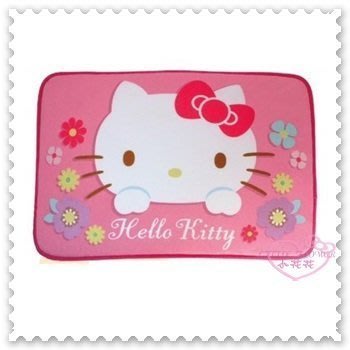 ♥小公主日本精品♥ Hello Kitty 地墊 踏墊 浴室地墊 絨毛地墊 花朵 大臉造型 粉色22516800