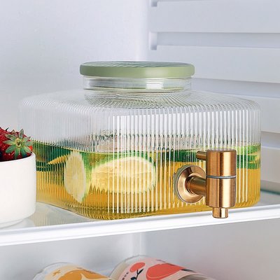 熱銷 冰箱冷水壺帶龍頭大容量大號玻璃飲料桶高顏值家用耐高*