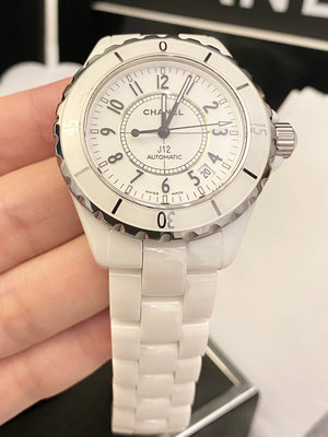合法登記 保證真品‼️附保固❤️9成新 白色 38mm Chanel 香奈兒 J12 機械錶