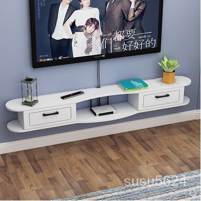 簡易壁掛電視櫃現代簡約客廳墻掛式置物架臥室小戶型機頂盒收納櫃 U3MQ