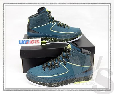 Washoes Nike Air Jordan 2 II 綠 黑 螢光綠 丈青 385475-303 AJ2