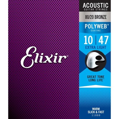 【又昇樂器 . 音響】ELIXIR 10-47 木吉他弦 POLYWEB 奈米包覆塗層 黃銅 11000